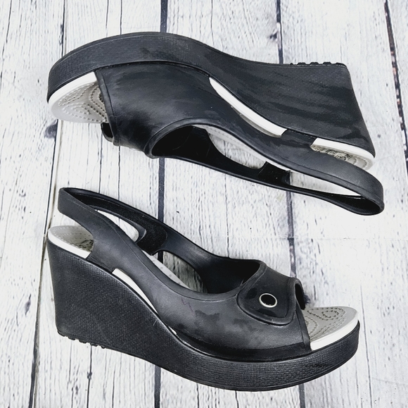 CROCS | Havana slingback peep toe wedge heels - Picture 2 of 10